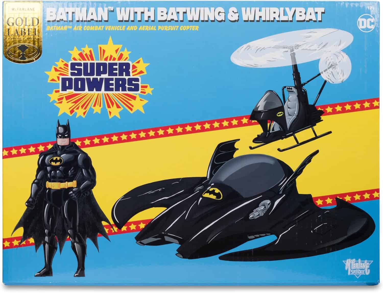 McFarlane DC Super Powers Batman Batwing Whirlybat 3pk Gold Label Figure Set