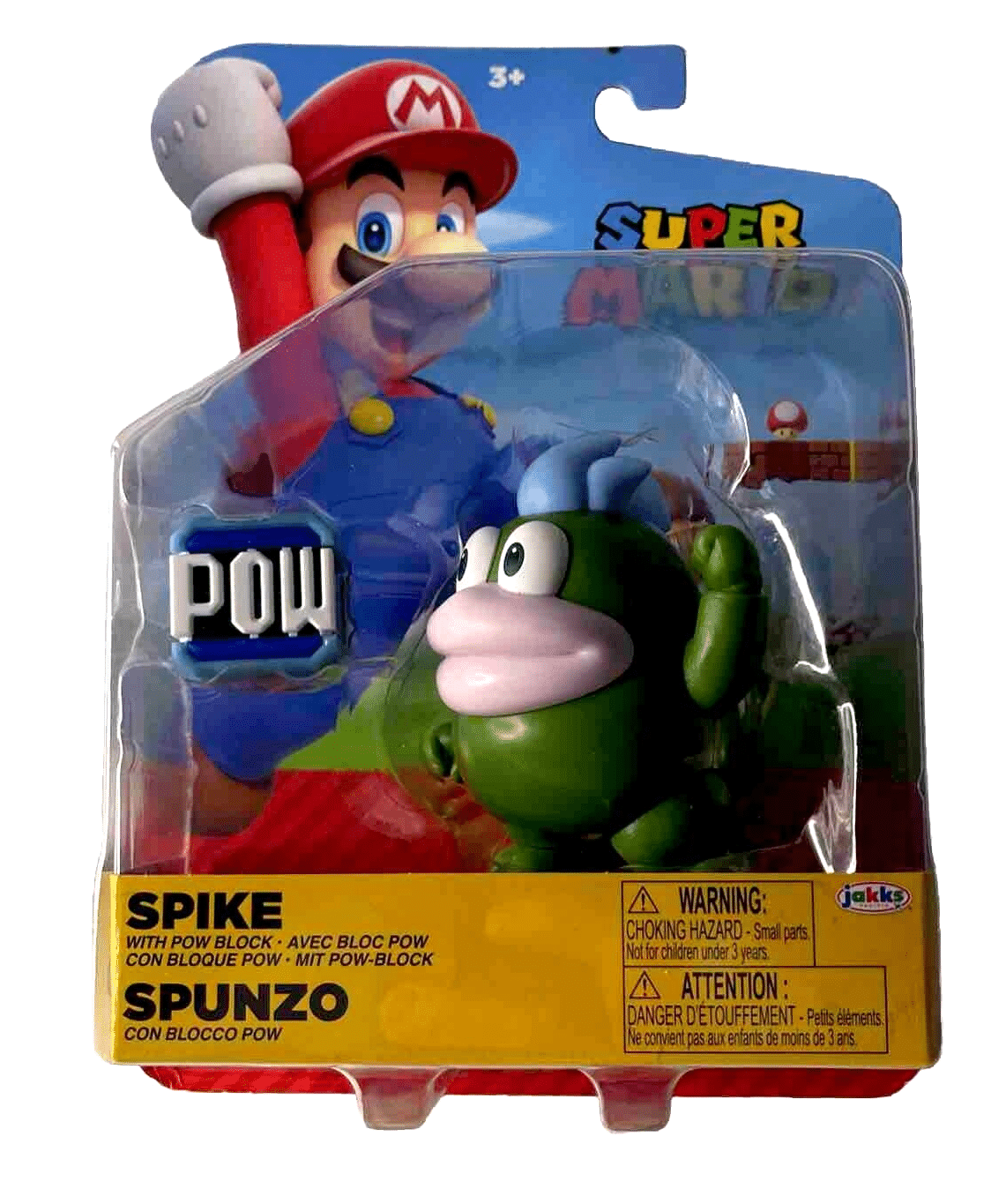 Jakks Pacific World of Nintendo Super Mario Spike W/ Pow Block 4" Figure '24 NEW