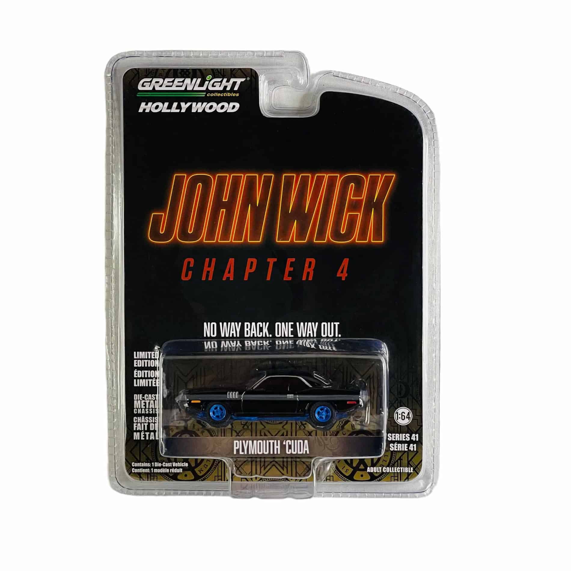 GREENLIGHT Hollywood John Wick Plymouth 'Cuda 1:64 Diecast Walmart Blue Chase