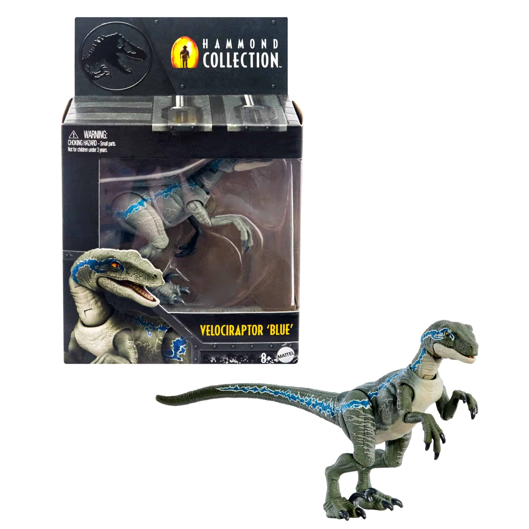 Mattel Jurassic World Hammond Collection Velociraptor Blue Dinosaur Figure