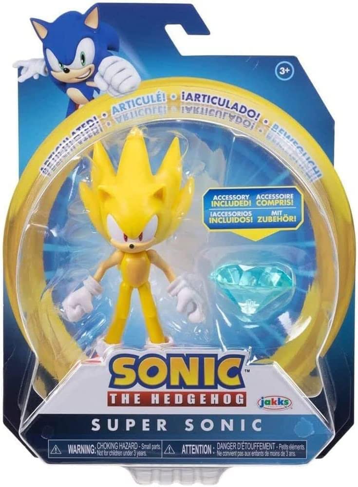 Jakks Sonic the Hedgehog Super Sonic with Chaos Emerald 4in Action Figure