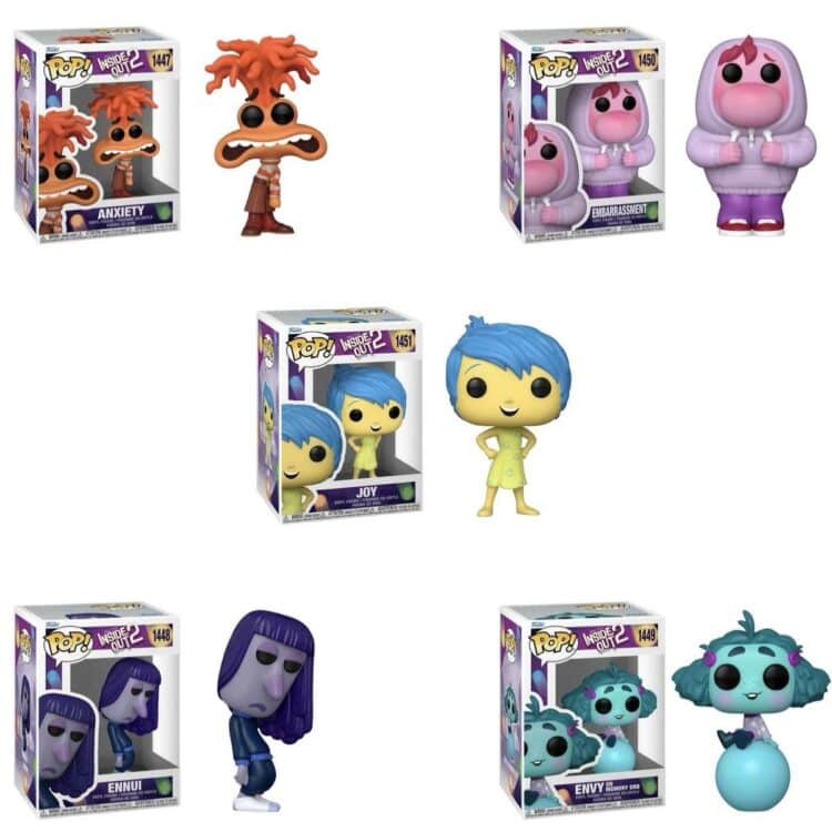 Funko Pop! Inside Out 2 (Anxiety Joy Ennui Envy Embarrassment) Vinyl Figure Set