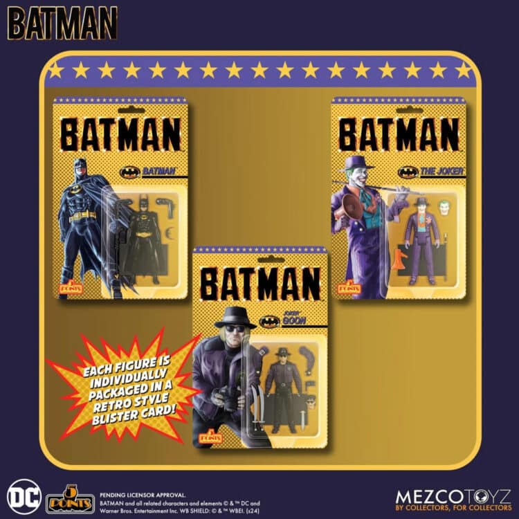 Mezco Toyz Batman 1989 (5 Points) Joker, Goon, Batman Action Figure Set of 3-Pk